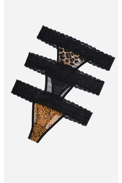 Kit Calcinha Fio Tule Bianca - LEOPARDO AVELA
