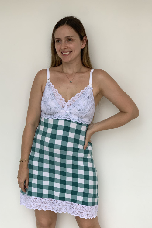 Camisola Amamentação Magda XADREZ VERDE