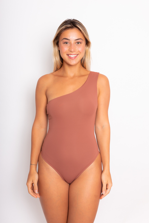 Body Maio Decote Assimétrico Nayla MARROM BRONZE