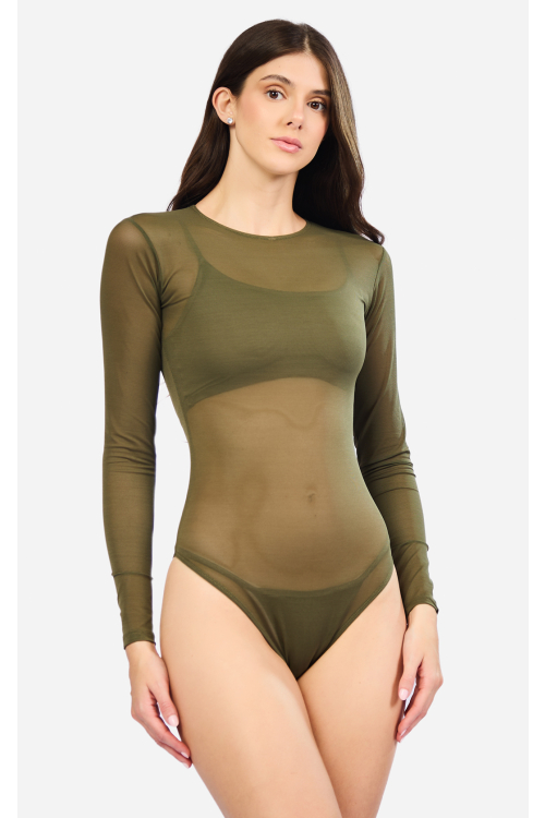 BODY MONIQUE TULE POWER VERDE MILITAR