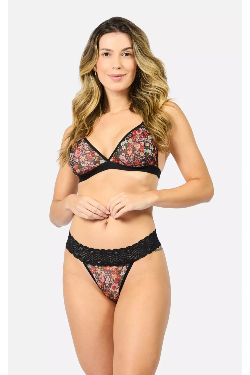Conjunto Ligerie Lili Bianca - FLORAL PRETO