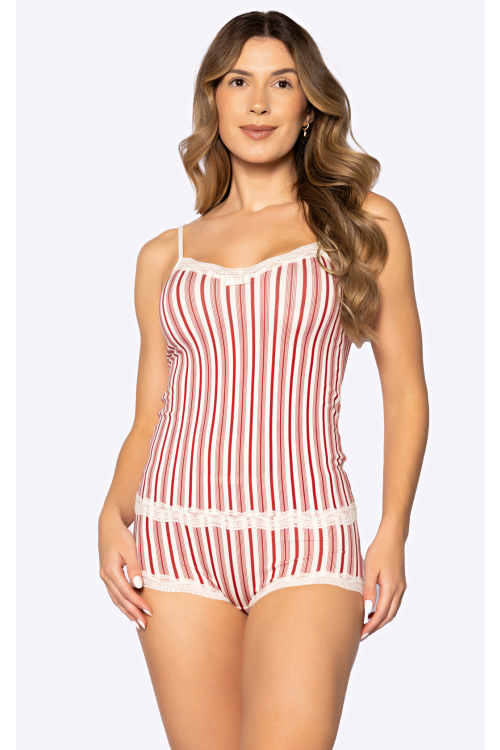 CAMISETE LORENA LISTRA VERMELHA